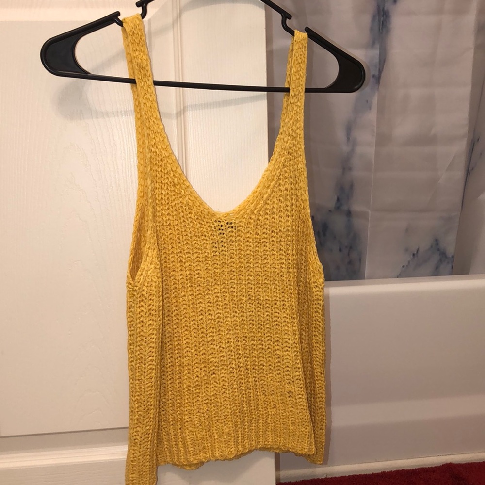 mustard yellow woven tank top